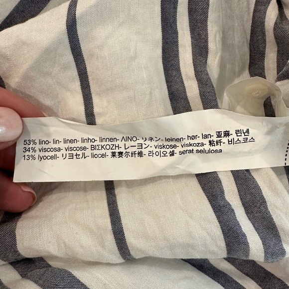 Zara Woman Linen Blend Long Maxi Shirt Dress Vertical  Stripes XL NWOT - Picture 7 of 11